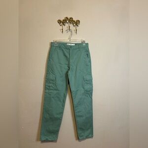 Levi's Celery Green Cargo Pants. Button elastic waist. Size 14 children
